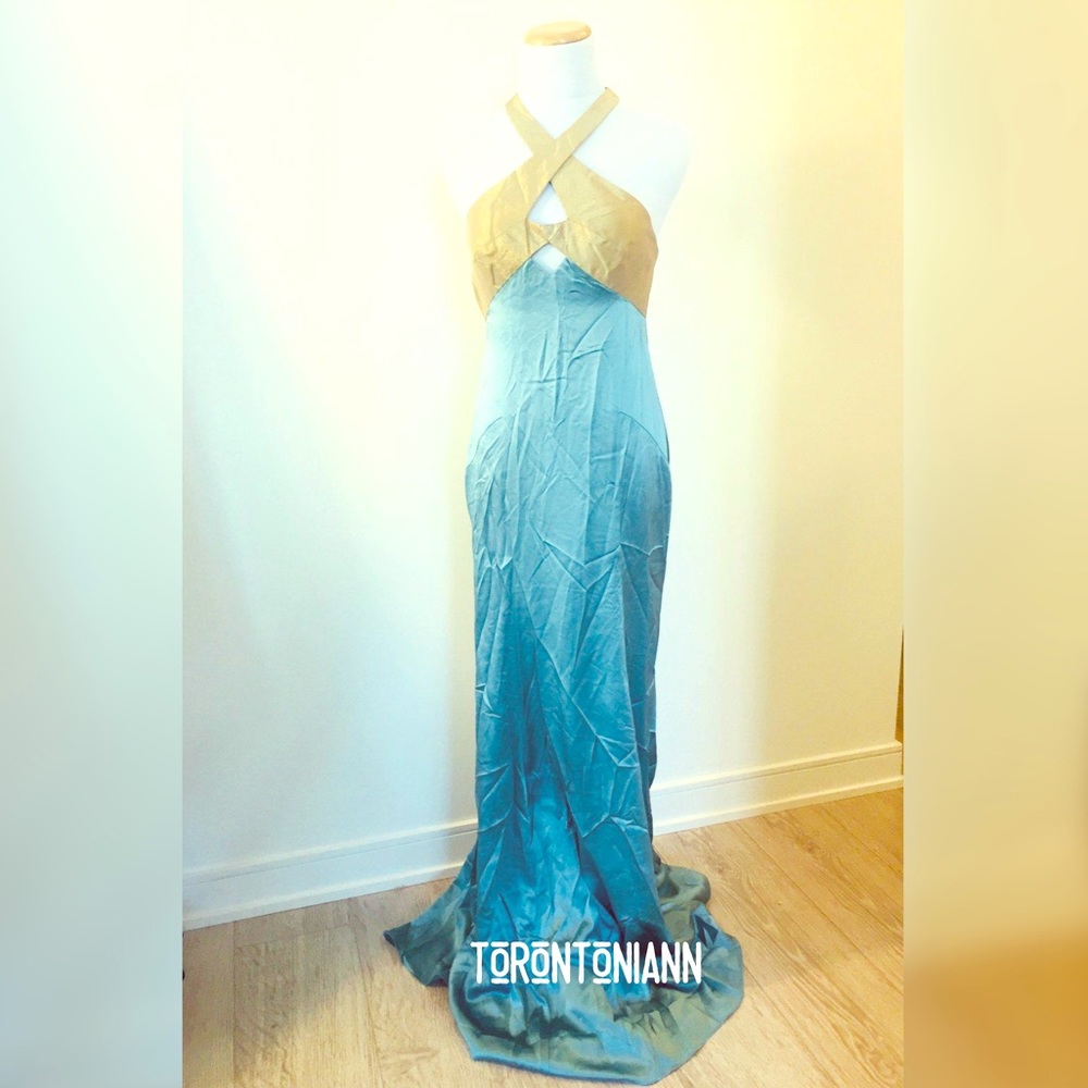 Nicole Miller Blue Gown with Gold Bodice